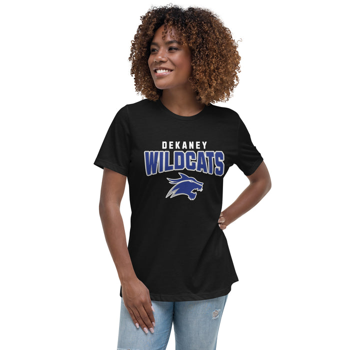 Woman wearing Dekaney High School Wildcats Women's Black T-shirt 234