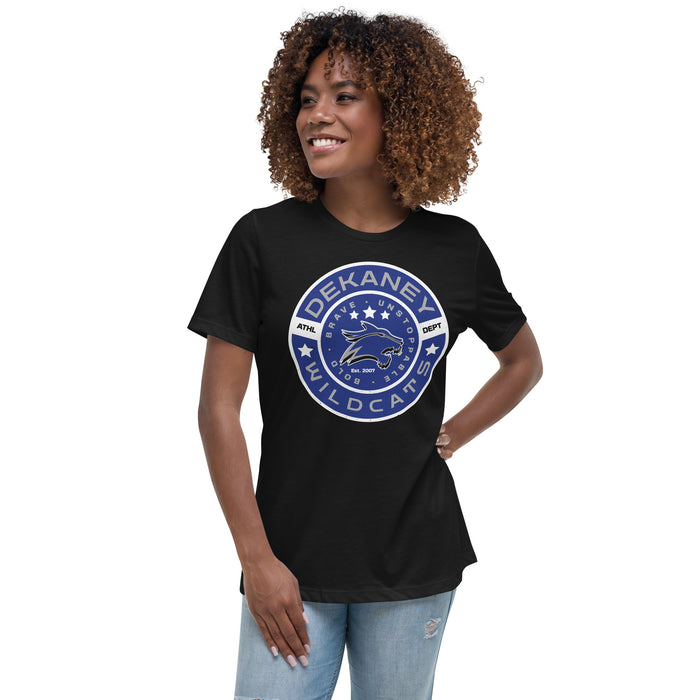Woman wearing Dekaney High School Wildcats Women's Black T-shirt 239