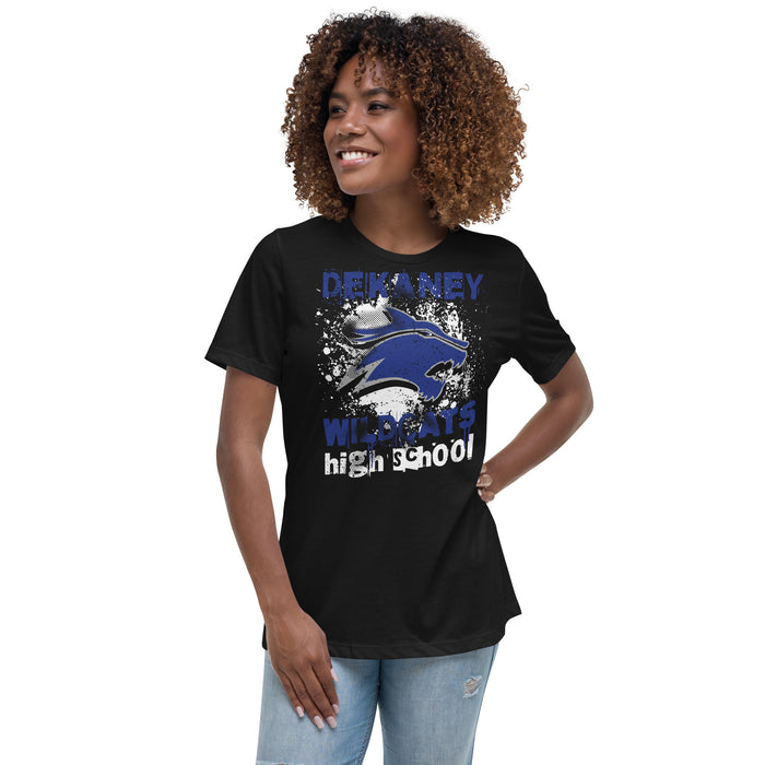 Woman wearing Dekaney High School Wildcats Women's Black T-shirt 205