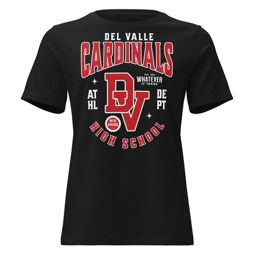 Del Valle High School Cardinals Women's Black T-shirt 213
