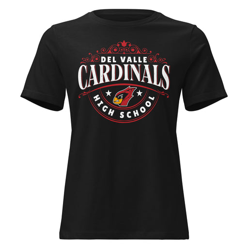 Del Valle High School Cardinals Women's Black T-shirt 211