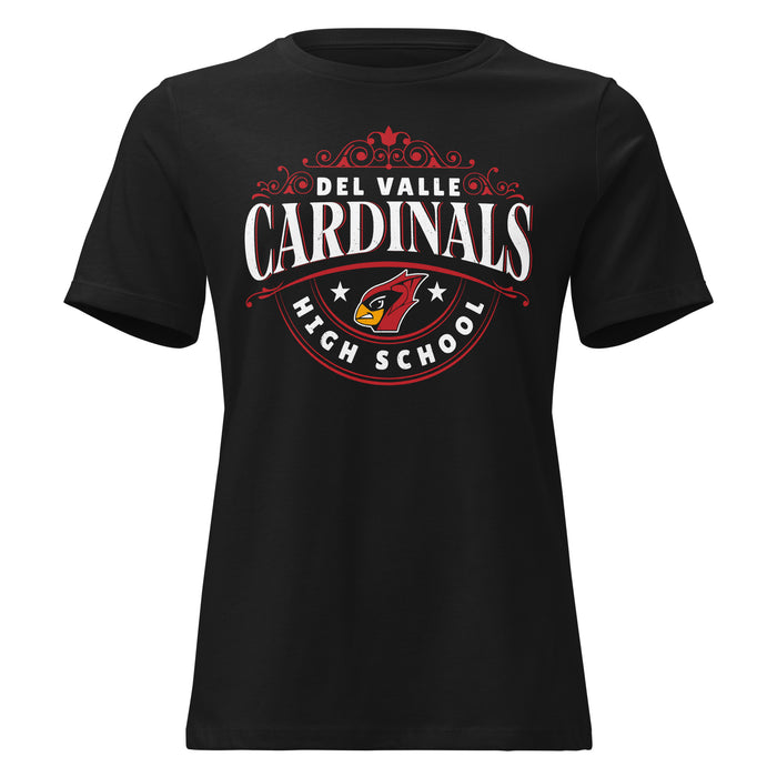 Del Valle High School Cardinals Women's Black T-shirt 211