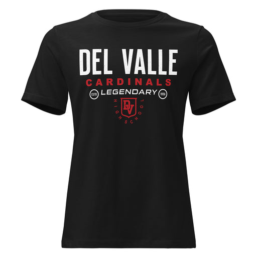 Del Valle High School Cardinals Women's Black T-shirt 003