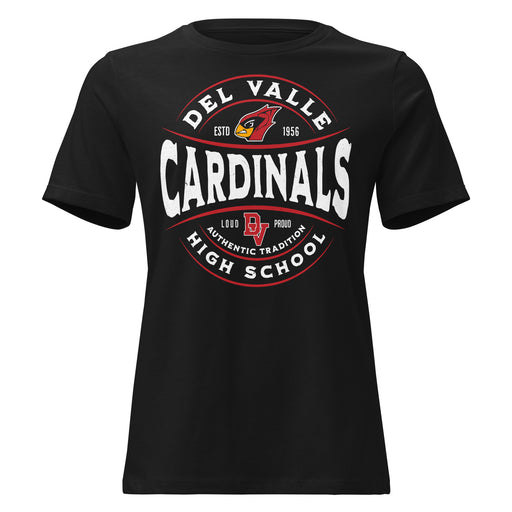 Del Valle High School Cardinals Women's Black T-shirt 218