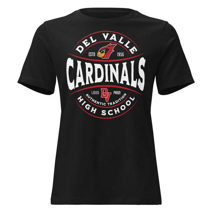 Del Valle High School Cardinals Women's Black T-shirt 218