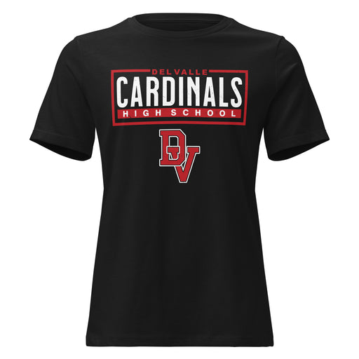 Del Valle High School Cardinals Women's Black T-shirt 049