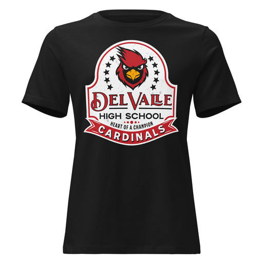 Del Valle High School Cardinals Women's Black T-shirt 219