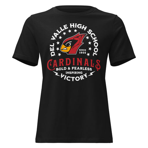 Del Valle High School Cardinals Women's Black T-shirt 206