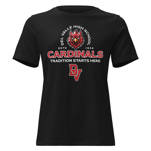 Del Valle High School Cardinals Women's Black T-shirt 222