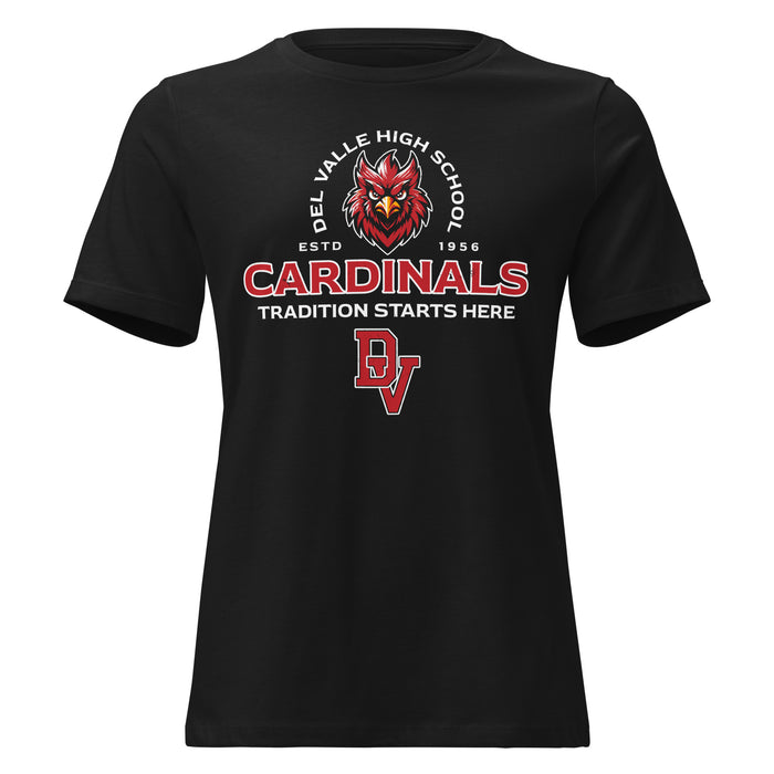Del Valle High School Cardinals Women's Black T-shirt 222