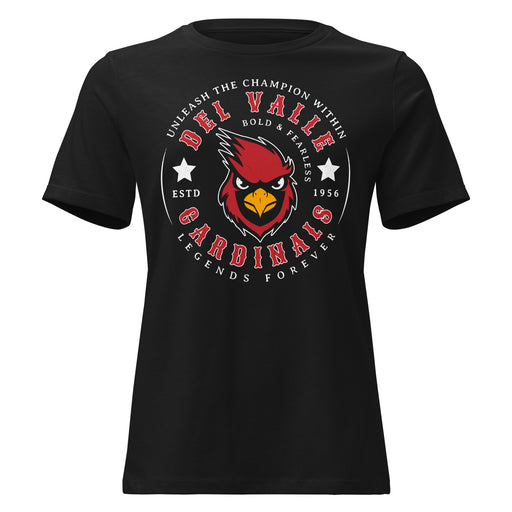 Del Valle High School Cardinals Women's Black T-shirt 214