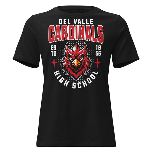 Del Valle High School Cardinals Women's Black T-shirt 204