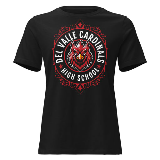 Del Valle High School Cardinals Women's Black T-shirt 227