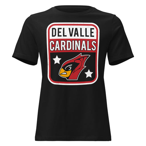 Del Valle High School Cardinals Women's Black T-shirt 001