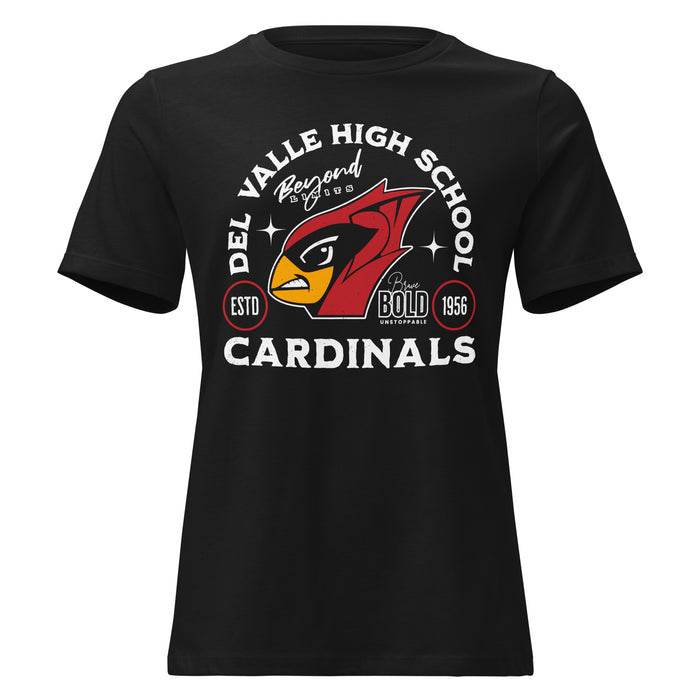 Del Valle High School Cardinals Women's Black T-shirt 208