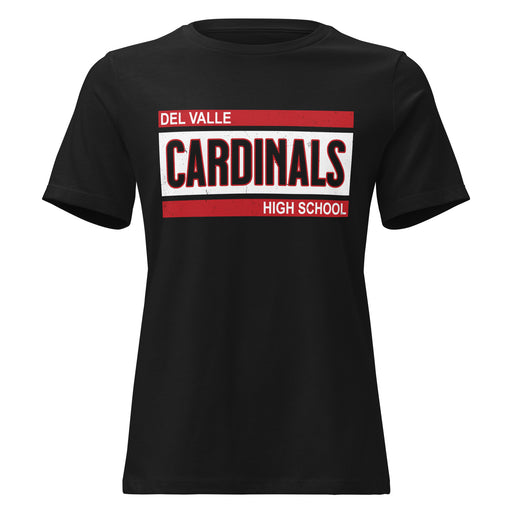 Del Valle High School Cardinals Women's Black T-shirt 098
