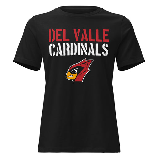Del Valle High School Cardinals Women's Black T-shirt 017