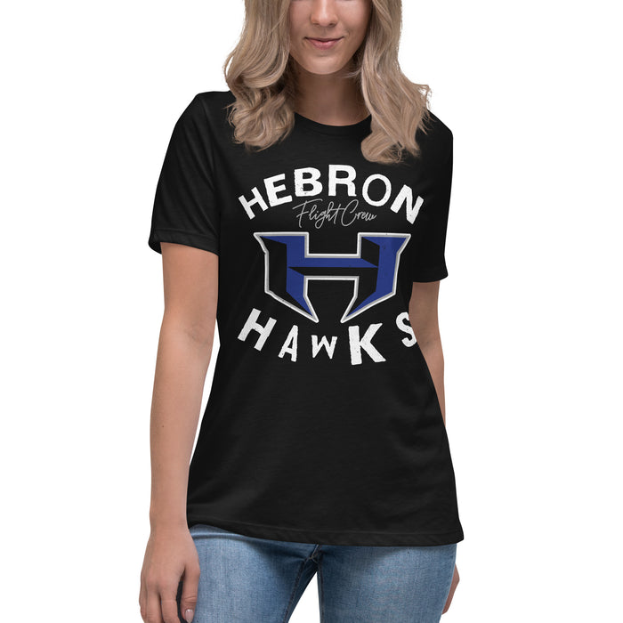 Student wearing Hebron High School Hawks Women's Relaxed Fit T-shirt 228