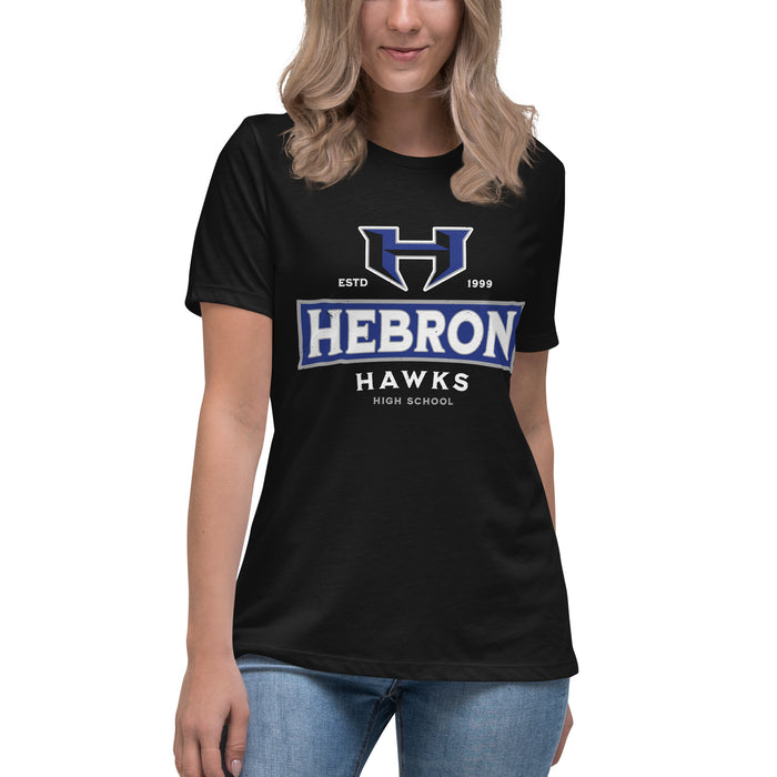 Student wearing Hebron High School Hawks Women's Relaxed Fit T-shirt 202
