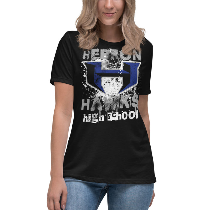Student wearing Hebron High School Hawks Women's Relaxed Fit T-shirt 205