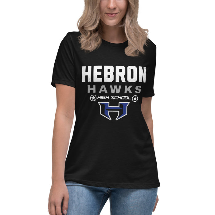 Student wearing Hebron High School Hawks Women's Relaxed Fit T-shirt 003