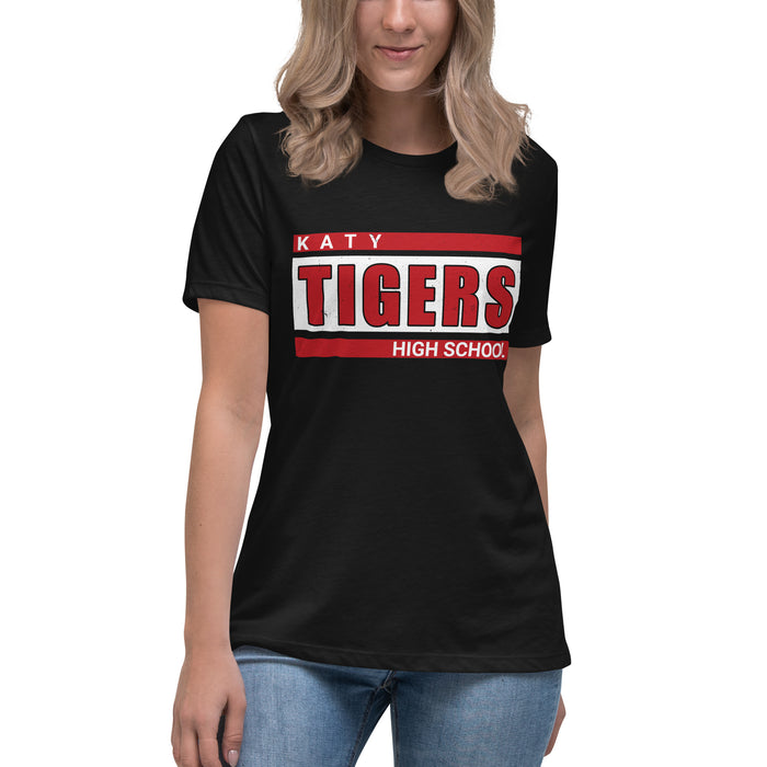 Student wearing Katy High School Tigers Women's Relaxed Fit T-shirt 098