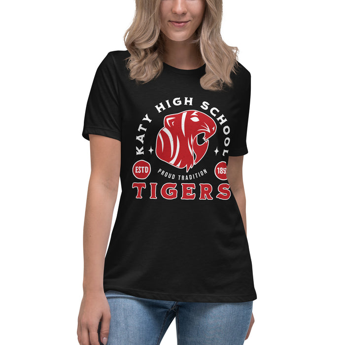 Student wearing Katy High School Tigers Women's Relaxed Fit T-shirt 208