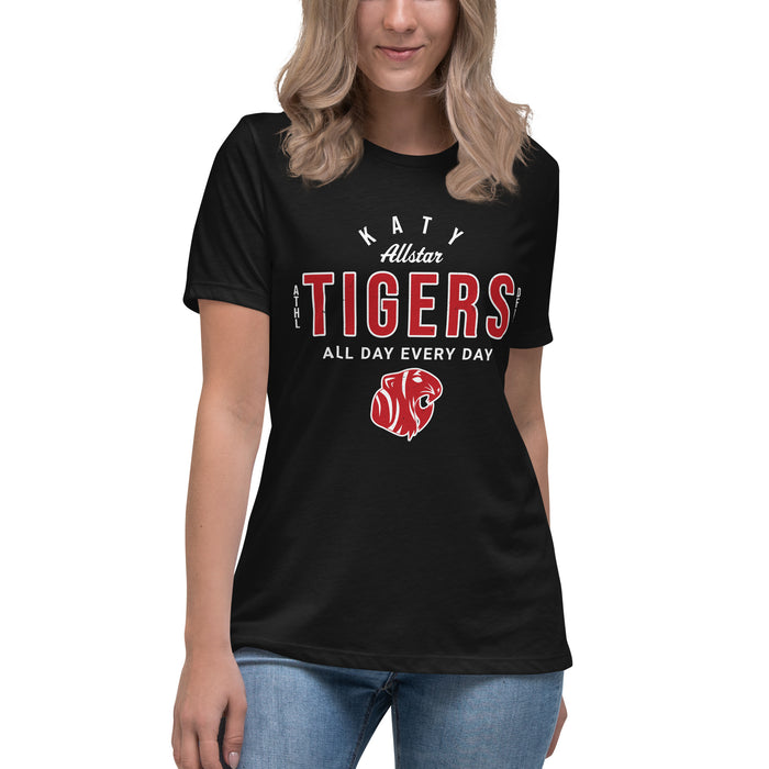 Student wearing Katy High School Tigers Women's Relaxed Fit T-shirt 040