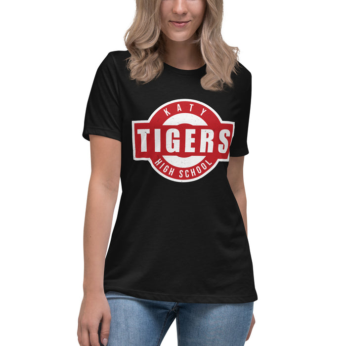 Student wearing Katy High School Tigers Women's Relaxed Fit T-shirt 011