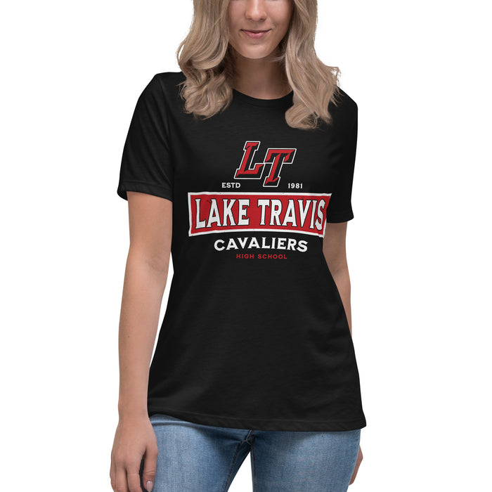 Student wearing Lake Travis High School Cavaliers Women's Relaxed Fit T-shirt 202