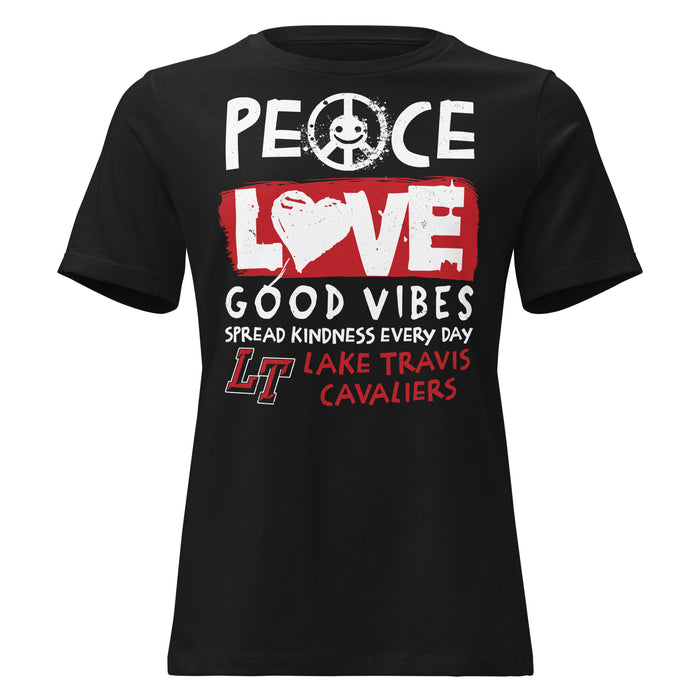 Close-up view of Lake Travis High School Cavaliers Women's Relaxed Fit T-shirt 240