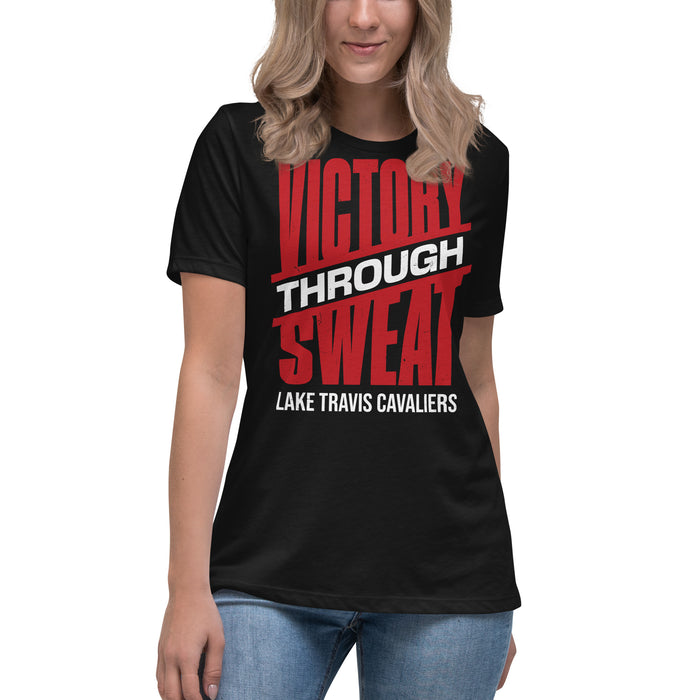 Student wearing Lake Travis High School Cavaliers Women's Relaxed Fit T-shirt 241
