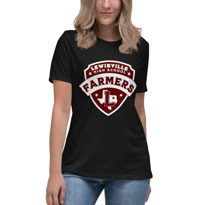Student wearing Lewisville High School Farmers Women's Relaxed Fit T-shirt 221