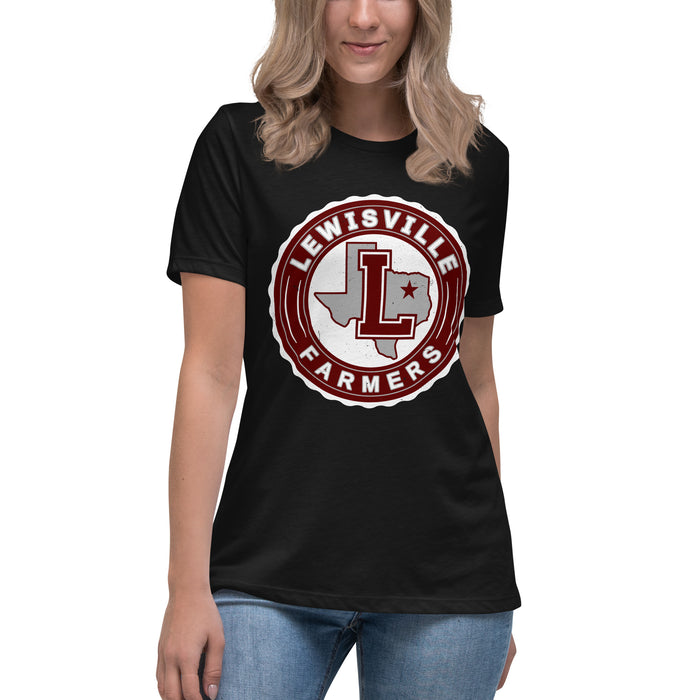 Student wearing Lewisville High School Farmers Women's Relaxed Fit T-shirt 216