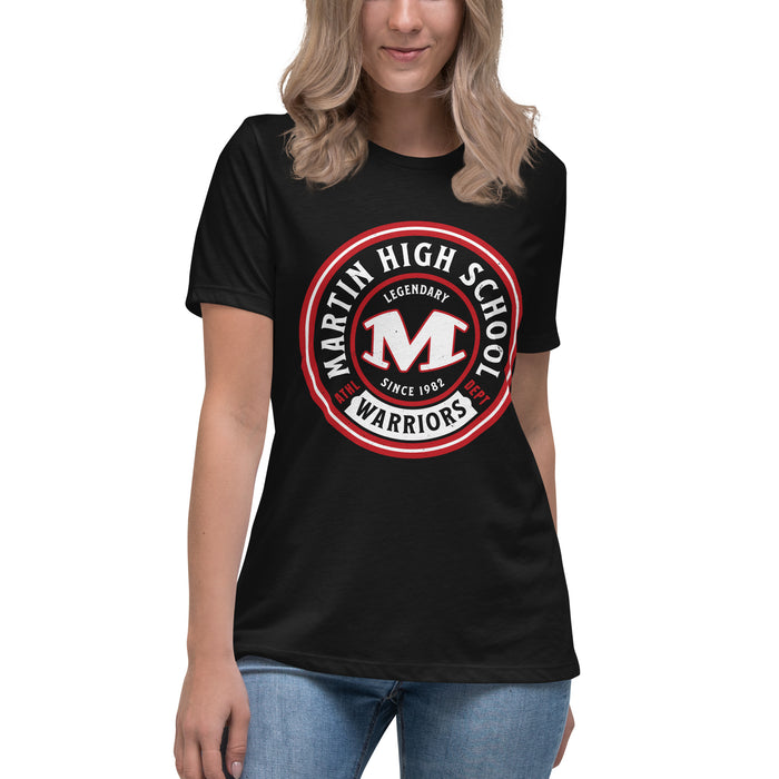Student wearing Martin High School Warriors Women's Relaxed Fit T-shirt 220