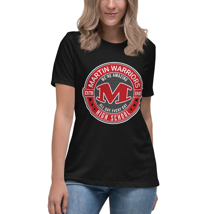 Student wearing Martin High School Warriors Women's Relaxed Fit T-shirt 224