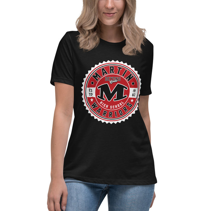 Student wearing Martin High School Warriors Women's Relaxed Fit T-shirt 203