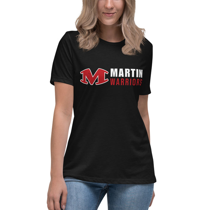 Woman wearing Martin High School Warriors Women's Relaxed Fit T-shirt 200