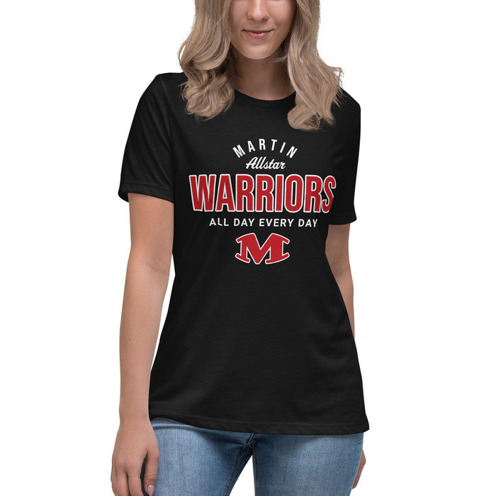 Young lady wearing Martin High School Warriors Women's Relaxed Fit T-shirt 040