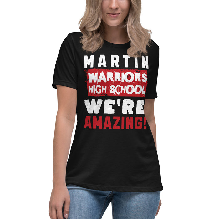 Student wearing Martin High School Warriors Women's Relaxed Fit T-shirt 231