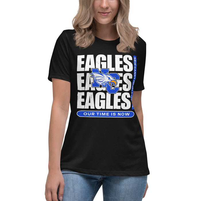 Student wearing New Caney High School Eagles Women's Relaxed Fit T-shirt 235