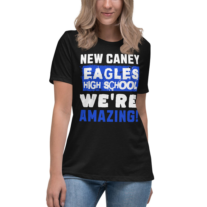 Student wearing New Caney High School Eagles Women's Relaxed Fit T-shirt 231