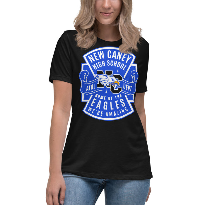 Student wearing New Caney High School Eagles Women's Relaxed Fit T-shirt 207