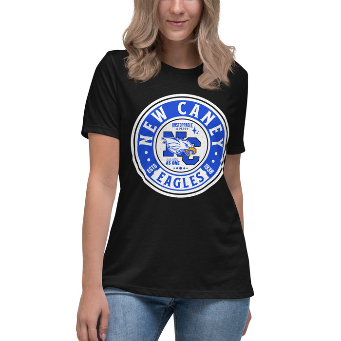 Student wearing New Caney High School Eagles Women's Relaxed Fit T-shirt 220