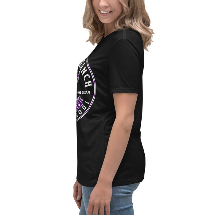 Side view of Morton Ranch High School Mavericks Women's Relaxed Fit T-shirt 215