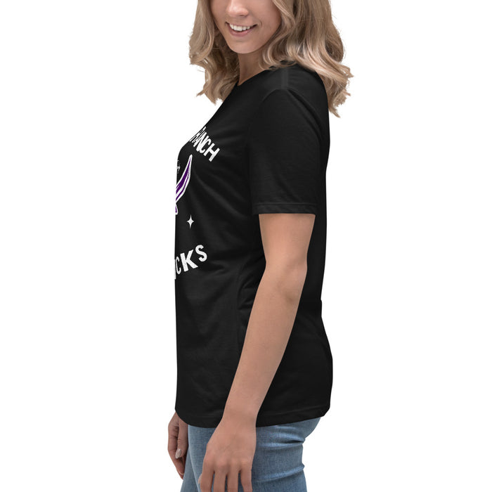 Side view of Morton Ranch High School Mavericks Women's Relaxed Fit T-shirt 228