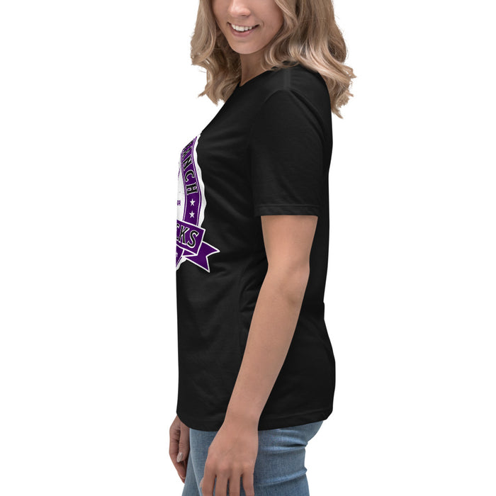 Side view of Morton Ranch High School Mavericks Women's Relaxed Fit T-shirt 212