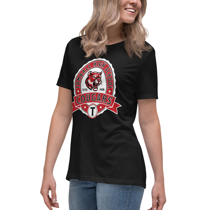 Side view of Tomball High School Cougars Women's Black T-shirt 212