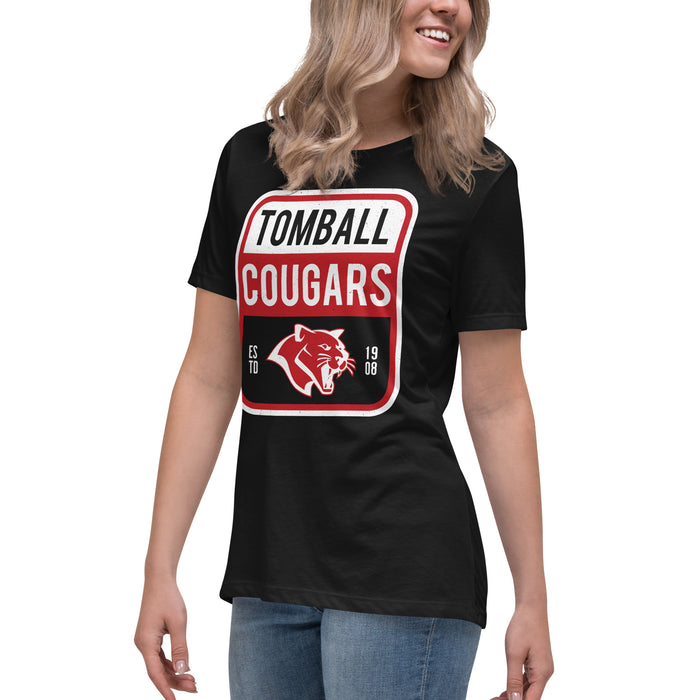 Side view of Tomball High School Cougars Women's Black T-shirt 001