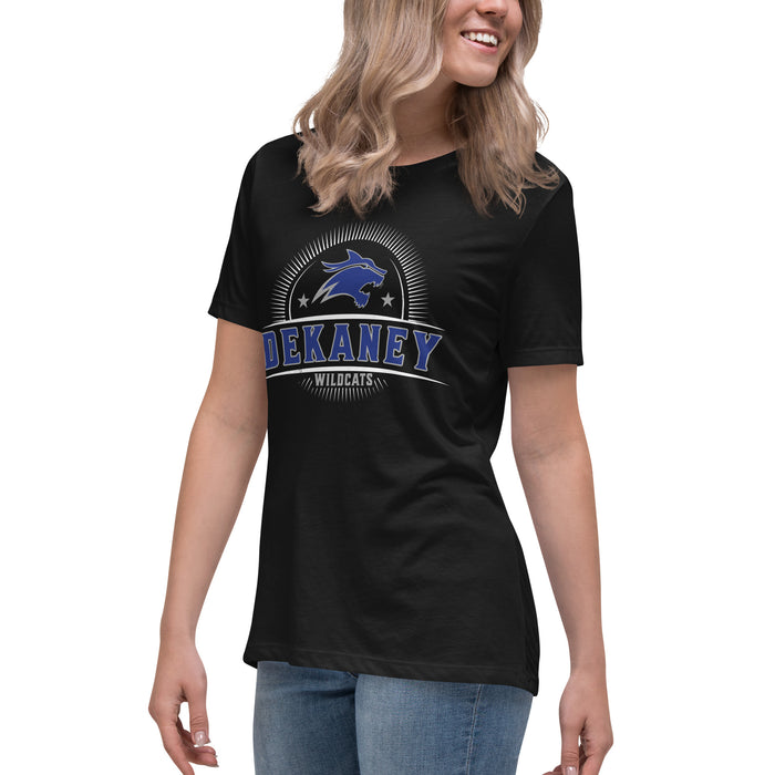 Side view of Dekaney High School Wildcats Women's Black T-shirt 221
